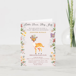 Convite Pequeno Veado, Grande Alegria Flores Rosa e Borbol