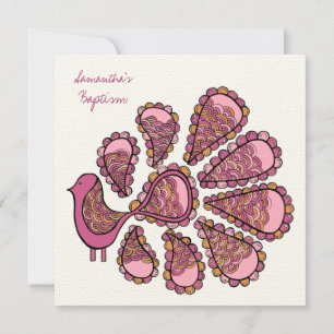 Convite Pequim Rosa Pink, Natal Batismo