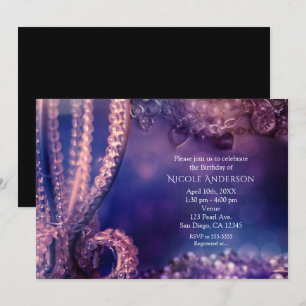 Convite Pérolas Glamour Chic Brilho Roxo Glam