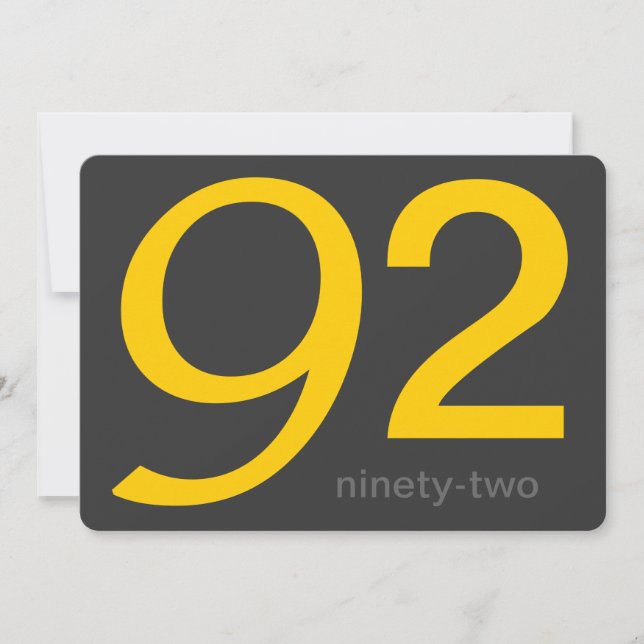 Convite Personalizado 92.º Aniversário para Carvão (Frente)