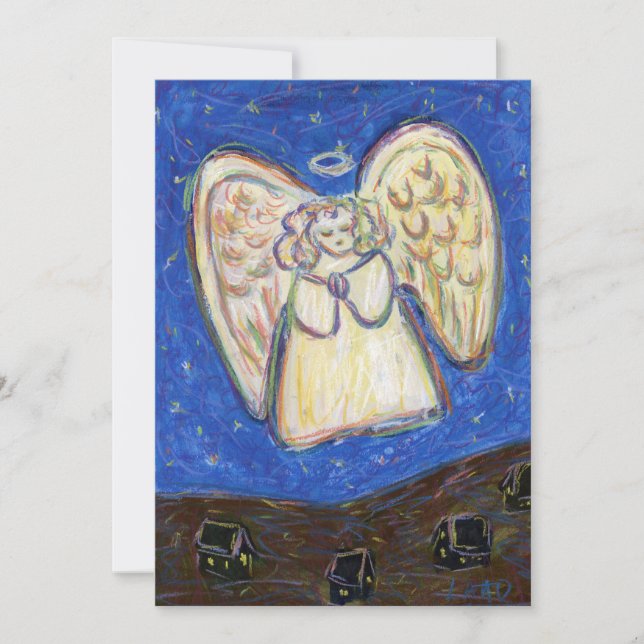 Convite Personalizado Anjo Guardião Arte Pastel (Frente)