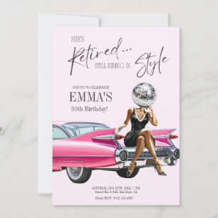 Convite Personalizado Cadillac Rosa Aposentadoria