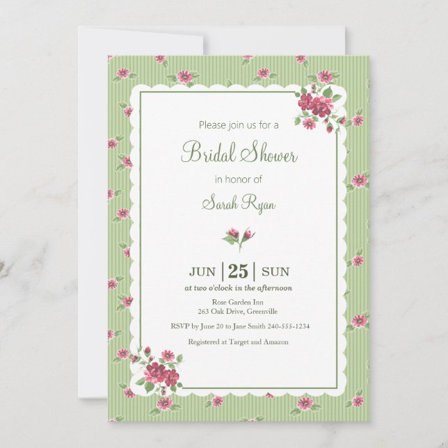 Convite Personalizado com Rosas Florais Antigas Ro (Frente)