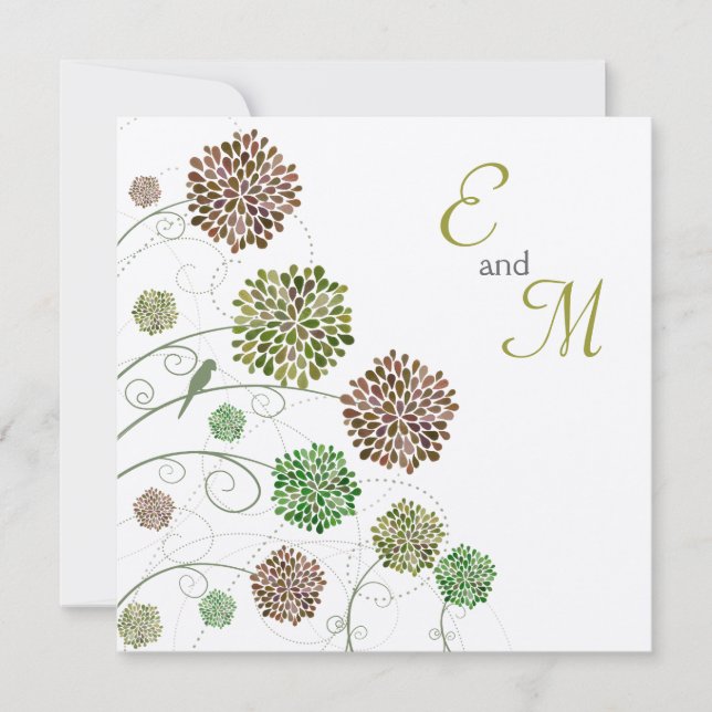 Convite personalizado da dália do casamento ouro (Frente)