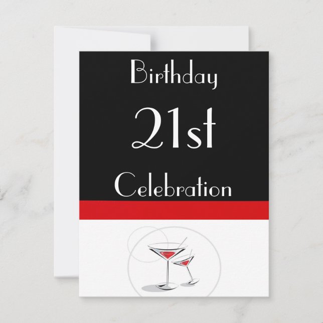Convite Personalizado de aniversário de 21 anos (Frente)
