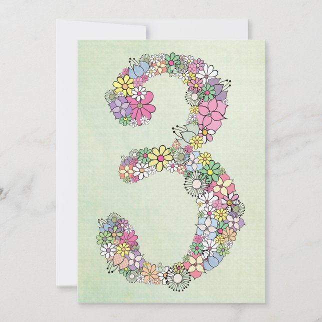 Convite Personalizado De aniversário de 3 anos De  (Frente)