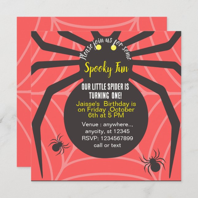CONVITE PERSONALIZADO DE ANIVERSÁRIO DO SPIDER FUN (Frente/Verso)