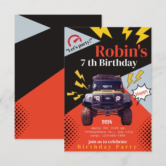 Convite Personalizado de Aniversário, Partido Pers (Frente/Verso)