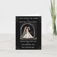 Convite Personalizado de Casamento Cartoon em Pret