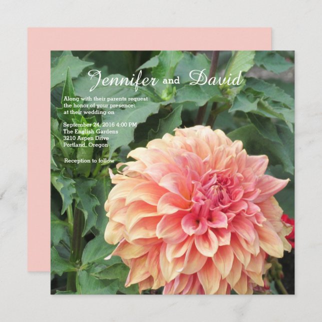 Convite Personalizado De Casamento Dahlia (Frente/Verso)