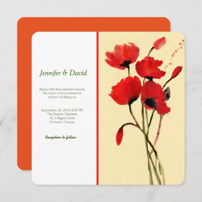 Convite Personalizado De Casamento De Cores De Águ (Frente/Verso)