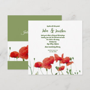 Convite Personalizado De Casamento De Poppies Verm