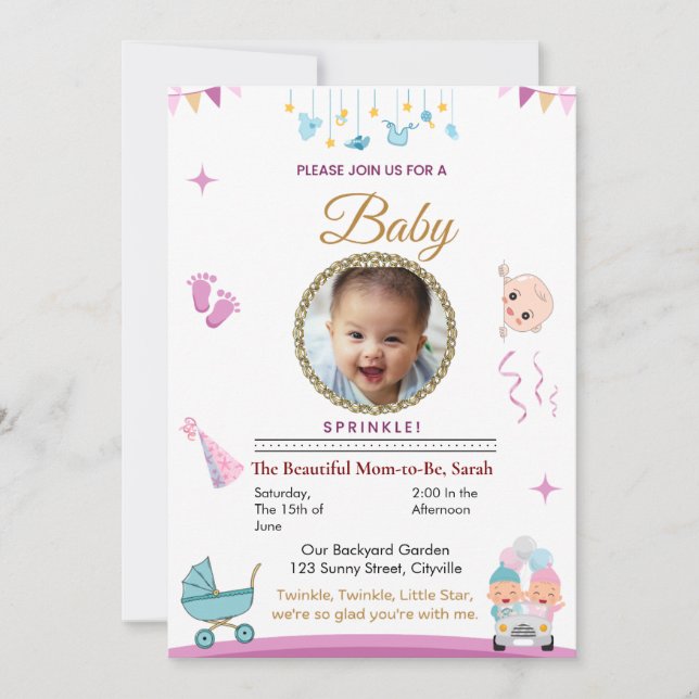 Convite Personalizado de Chá de Bebê (Frente)