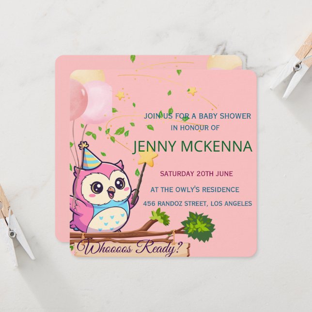 Convite Personalizado de Chá de Bebê, Design de Co (Frente/Verso In Situ)