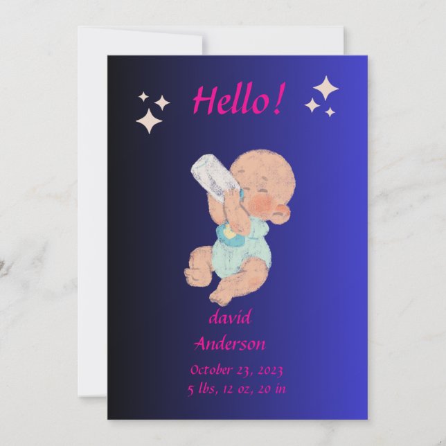 Convite Personalizado de Chuveiro de Bebê Recém-Na (Frente)