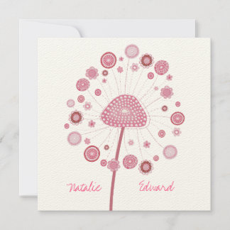 Convite Personalizado De Dandelion Rosa De Casamen