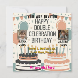 Convite Personalizado De Dois Bolos De Aniversário