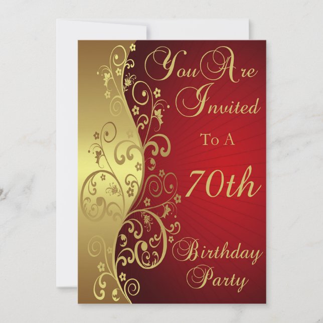 Convite Personalizado de Festa de aniversário 70 (Frente)