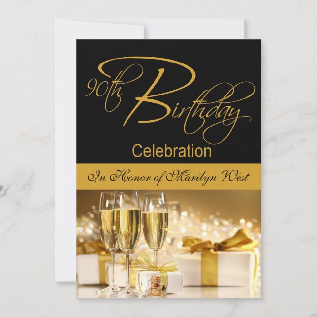 Convite Personalizado de Festa de aniversário 90 (Frente)