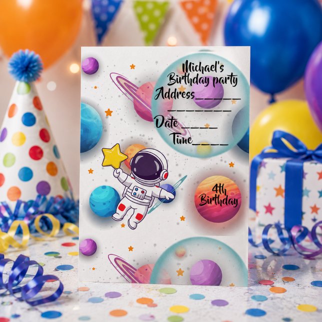 Convite Personalizado de Festa de Astronauta e Pla (Criador carregado)