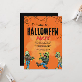 Convite personalizado de festa de Halloween laranj