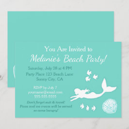 Convite Personalizado De Festa De Praia Mermaid Te