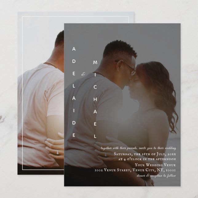 Convite Personalizado De Foto Elegante (Frente/Verso)