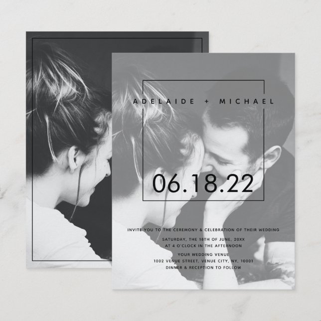 Convite Personalizado De Foto Elegante (Frente/Verso)