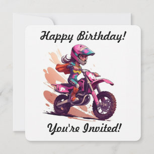 Convite Personalizado de Motocross para Meninas