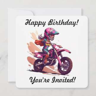 Convite Personalizado de Motocross para Meninas