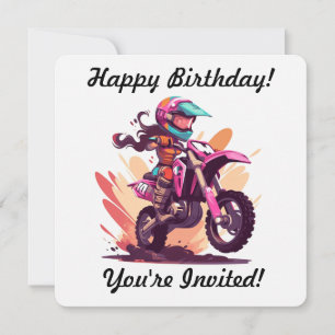 Convite Personalizado de Motocross para Meninas