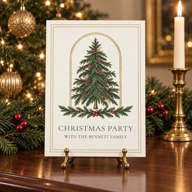 Convite Personalizado de Natal para Festa com Tema (Personalized Evergreen Christmas Party Invitation)