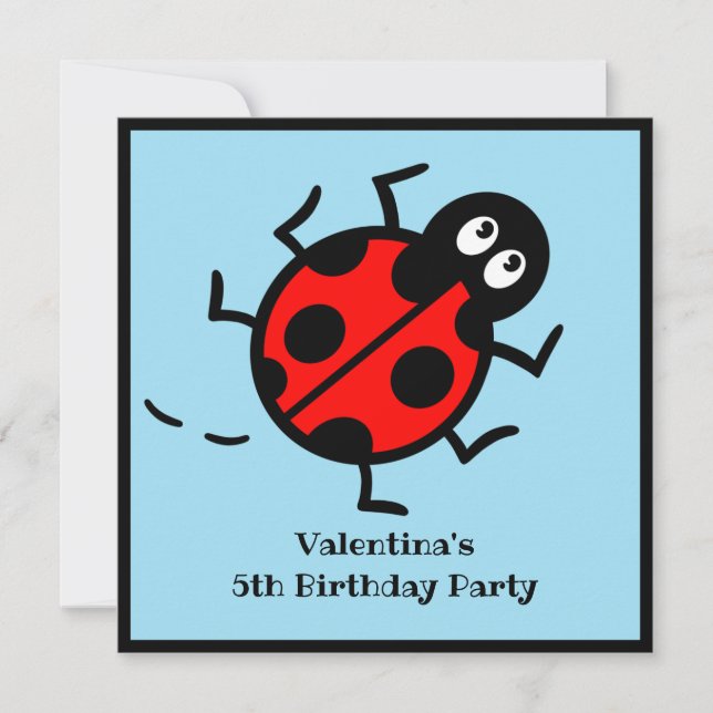 Convite personalizado de padrão Ladybird (Frente)