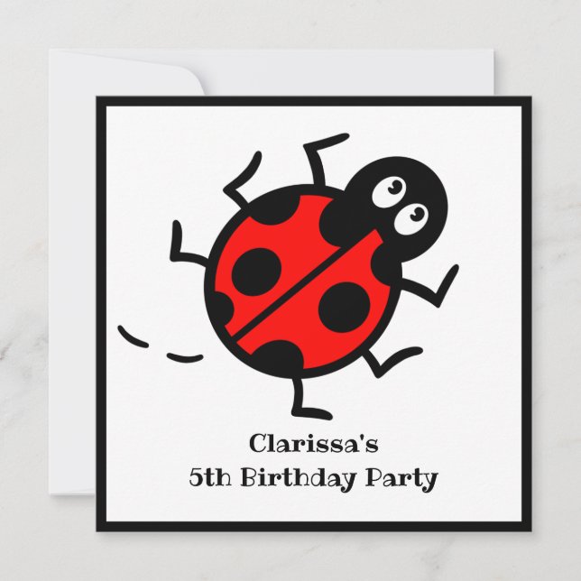 Convite personalizado de padrão Ladybird (Frente)