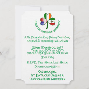 Convite Personalizado de Trevo de Bandeira Irlande