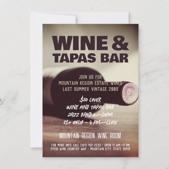 Convite Personalizado de Vinho e Música em Folheto (Frente)