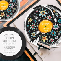Convite Personalizado de Vinil Floral Retro
