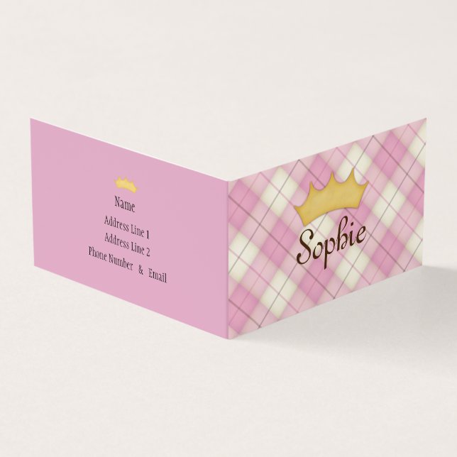 Convite Personalizado de Xadrez Rosa para Princesa (Exterior)