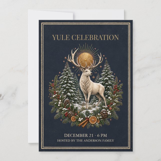Convite Personalizado de Yule para o Solstício de  (Frente)