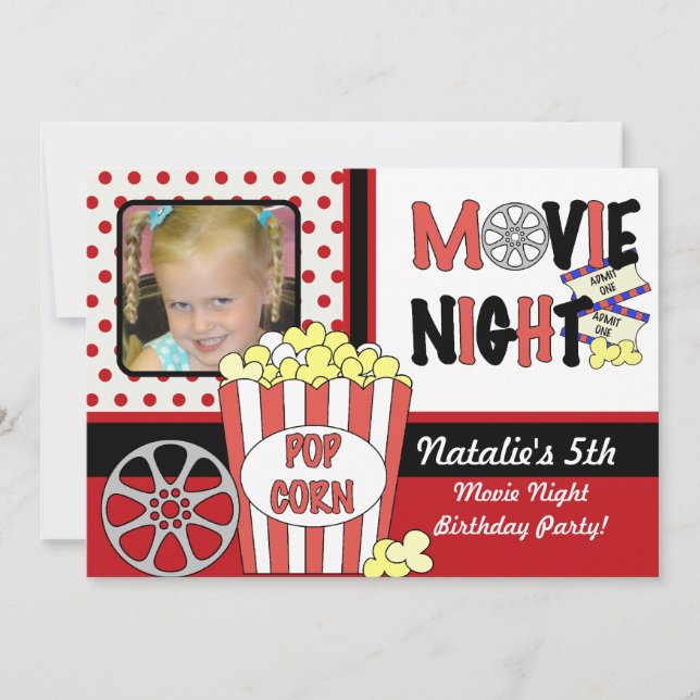 Convite personalizado do aniversário dos filmes da (Frente)