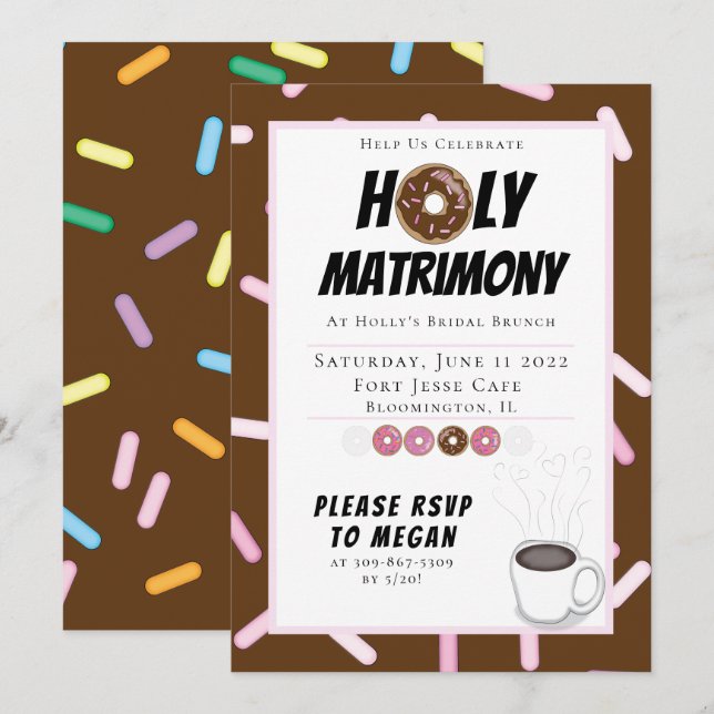 Convite Personalizado do Santo Matrimônio Brunch (Frente/Verso)