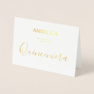 Convite Personalizado Dourado Quinceañera