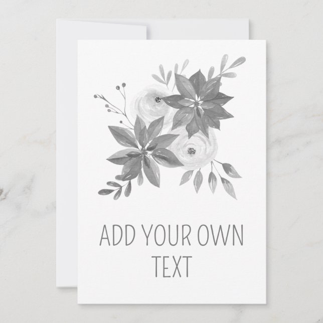 Convite Personalizado Elegante Aquarela Prata (Frente)