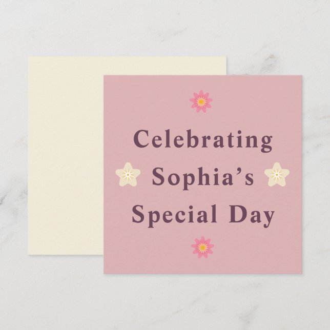 Convite Personalizado Elegante para um Dia Especia (Frente/Verso)