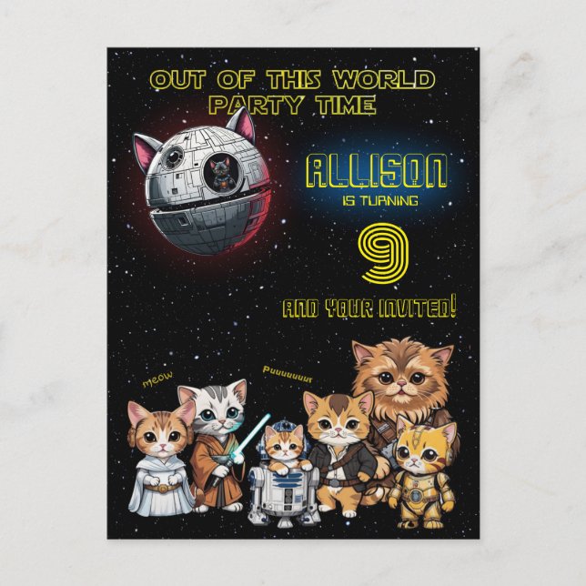 Convite Personalizado Gato Gatinho Fofinho Ficção  (Frente)