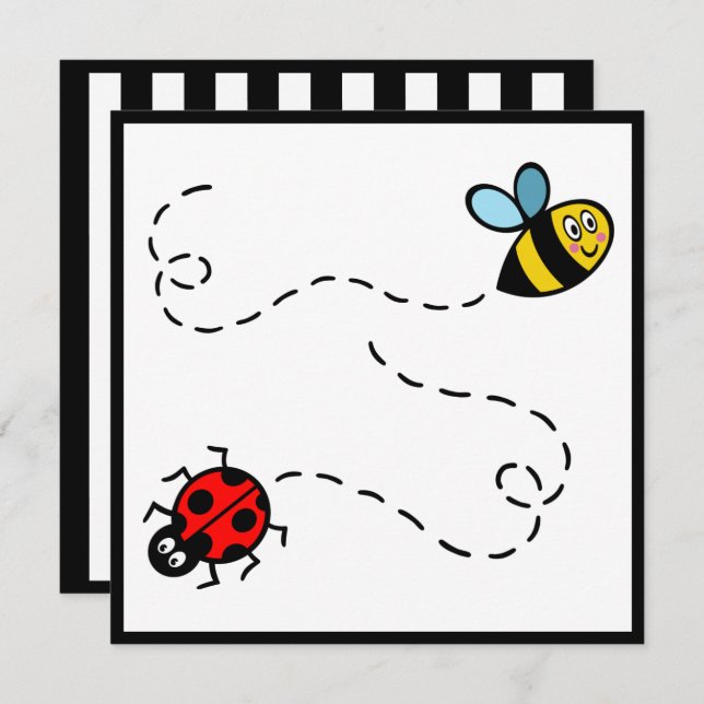 Convite Personalizado Ladybird e Bumblebee (Frente/Verso)
