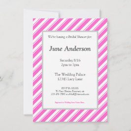 Convite Personalizado Listras Rosa e Branco para C