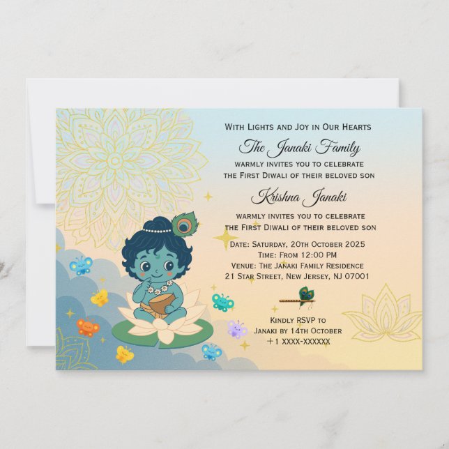 Convite Personalizado para 1ª Celebração Infantil (Frente)
