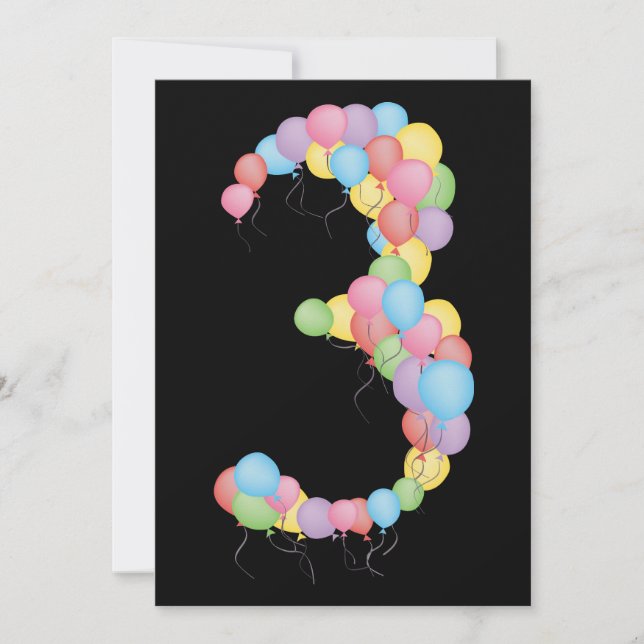 Convite personalizado para aniversário de 3 anos d (Frente)