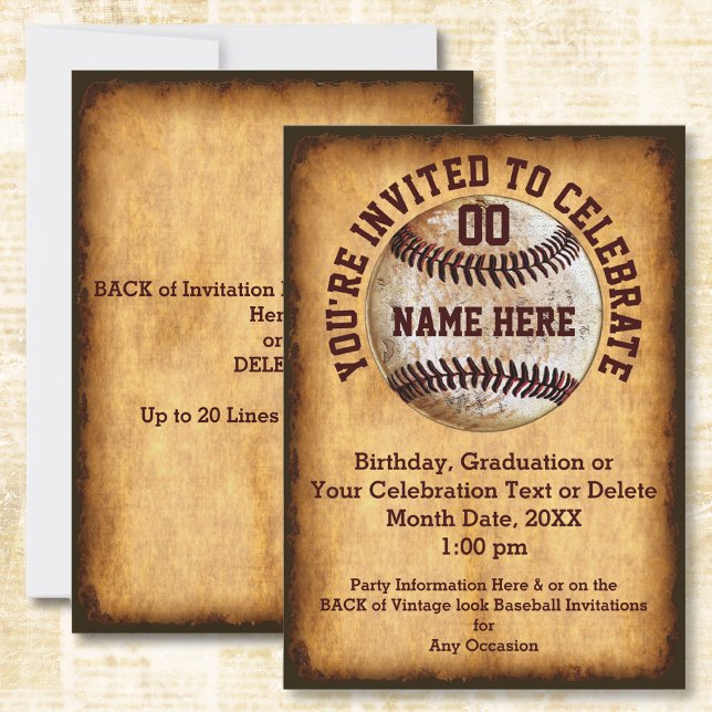 Convite personalizado para beisebol em qualquer oc (Personalized, baseball birthday invitations or baseball theme graduation party. Baseball Invitations)